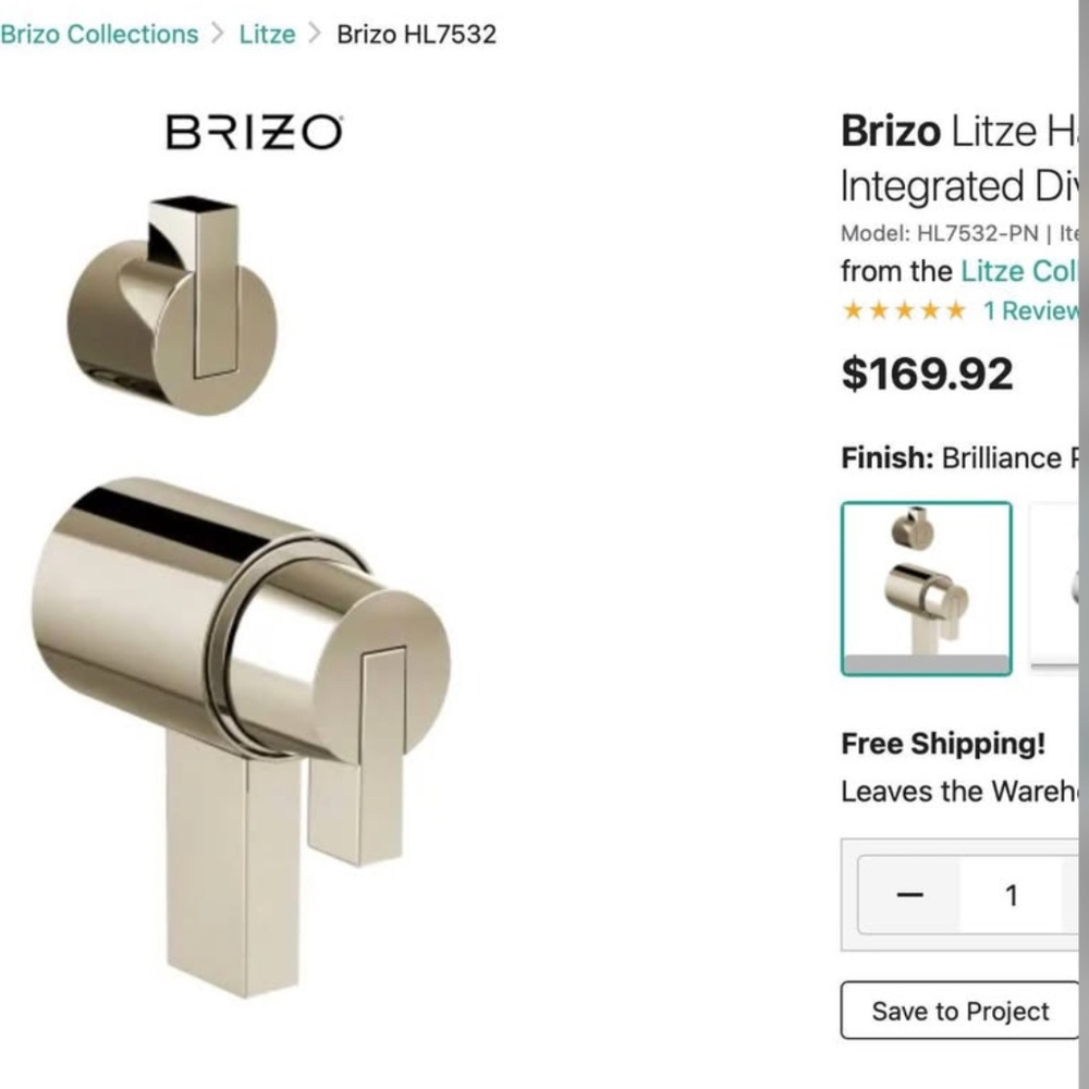 Brizo Litze Handle Kit Shower Hardware